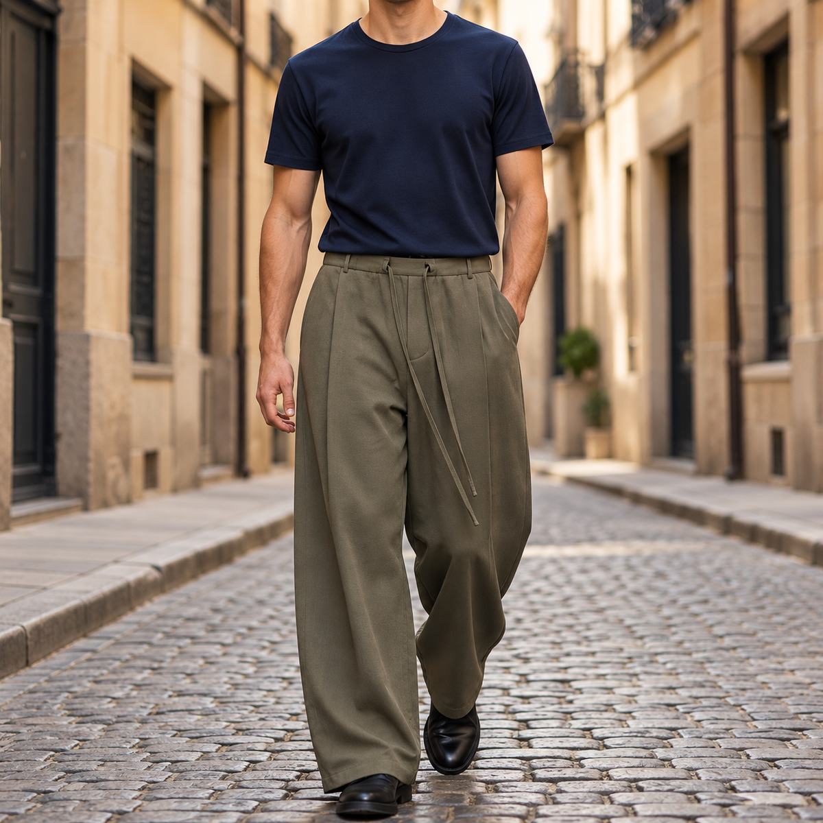 Minimalist Wide Leg Cargo Trousers