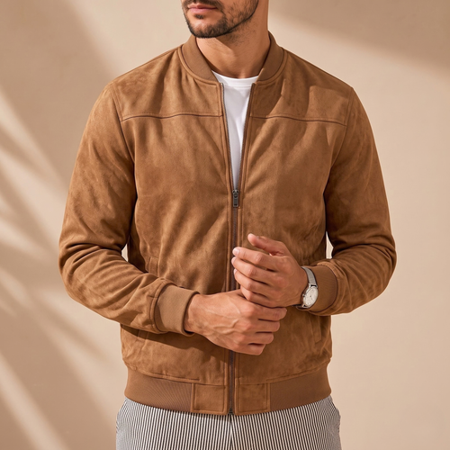Suede-Style Bomber Jacket
