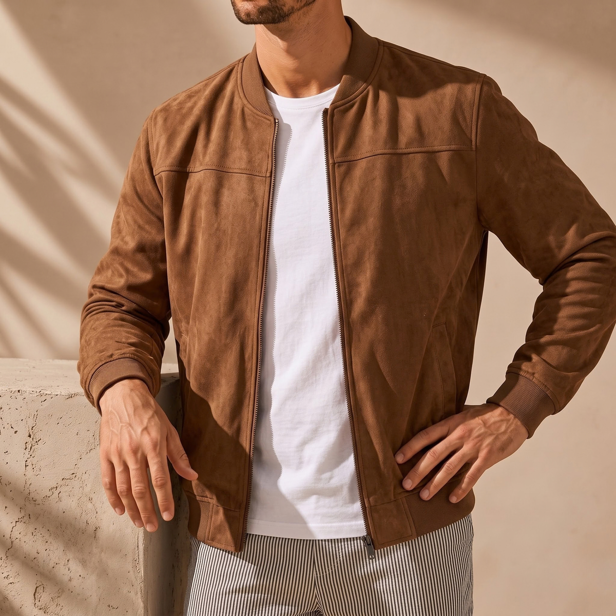 Suede-Style Bomber Jacket
