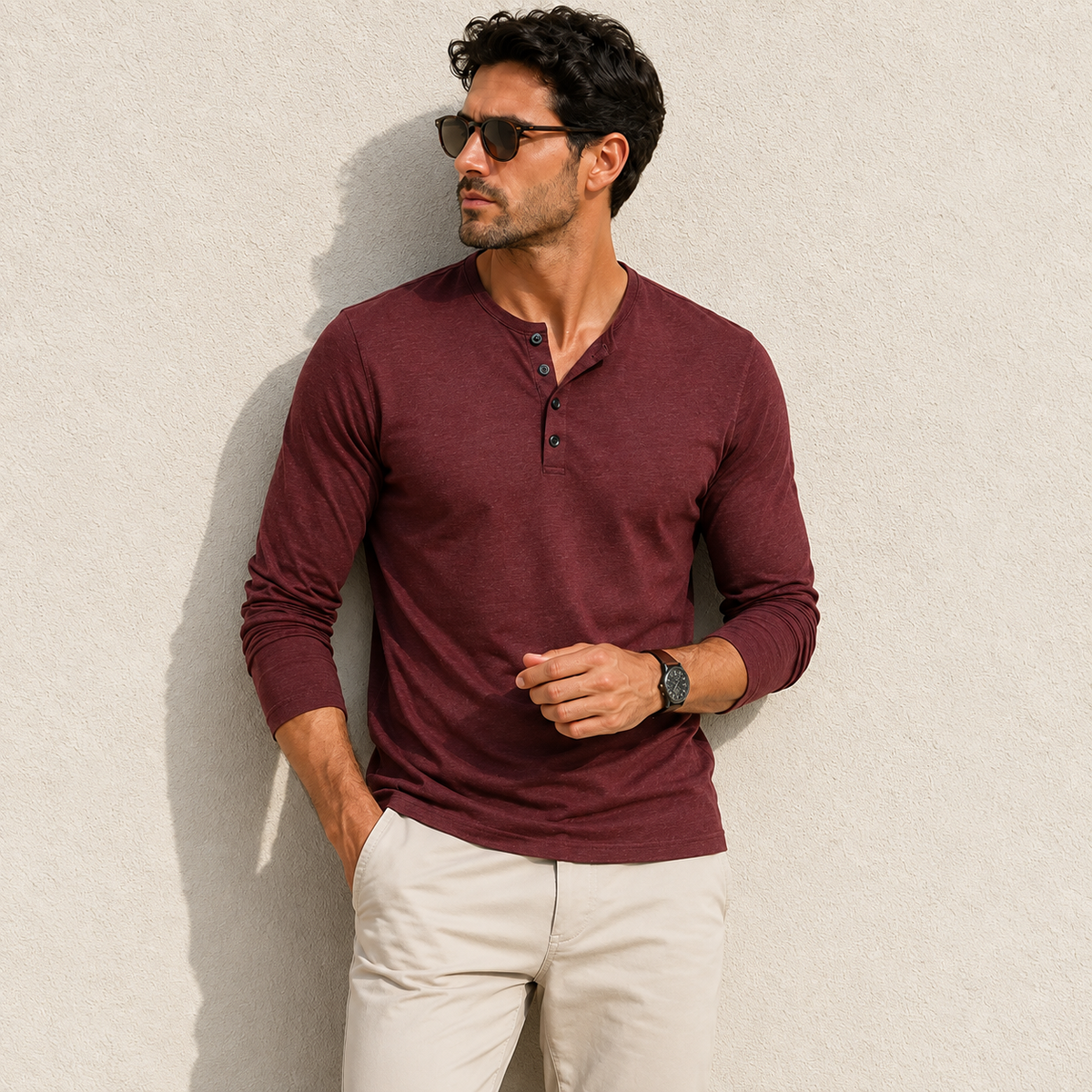 Casual Button Neck Top