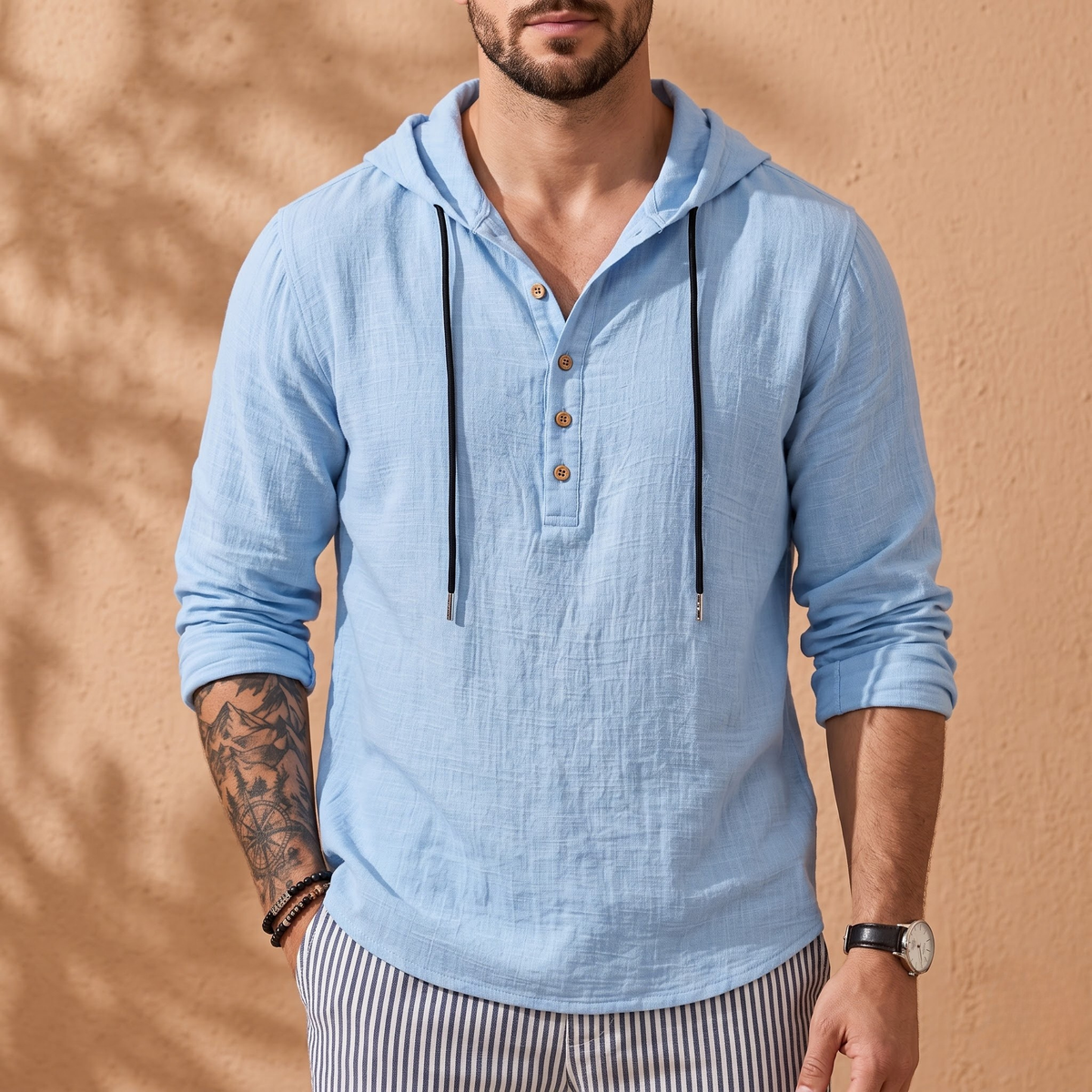 Hooded Henley Shirt