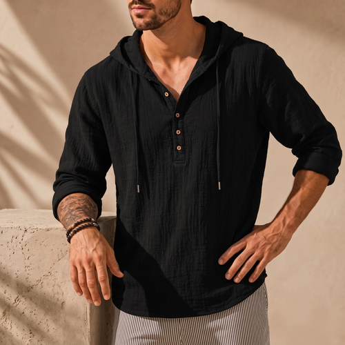 Hooded Henley Shirt