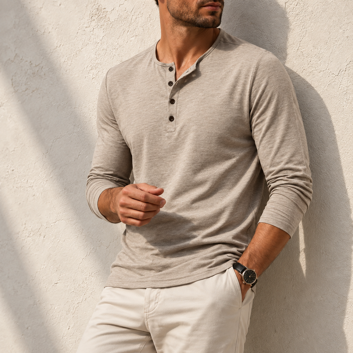 Casual Button Neck Top