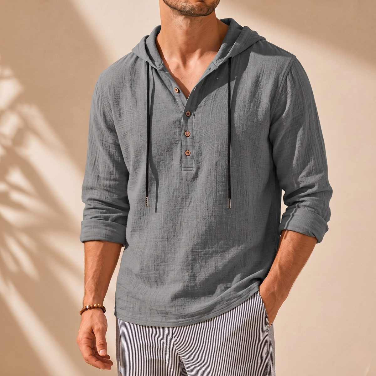 Hooded Henley Shirt