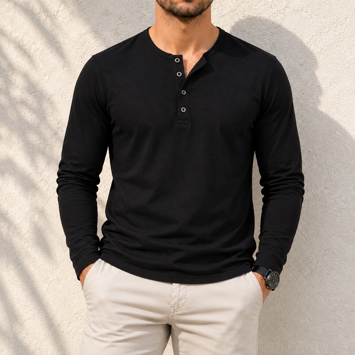 Casual Button Neck Top